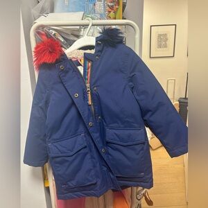Like new! Boden Navy Rainbow Hooded Waterproof Parka! Size 2/3